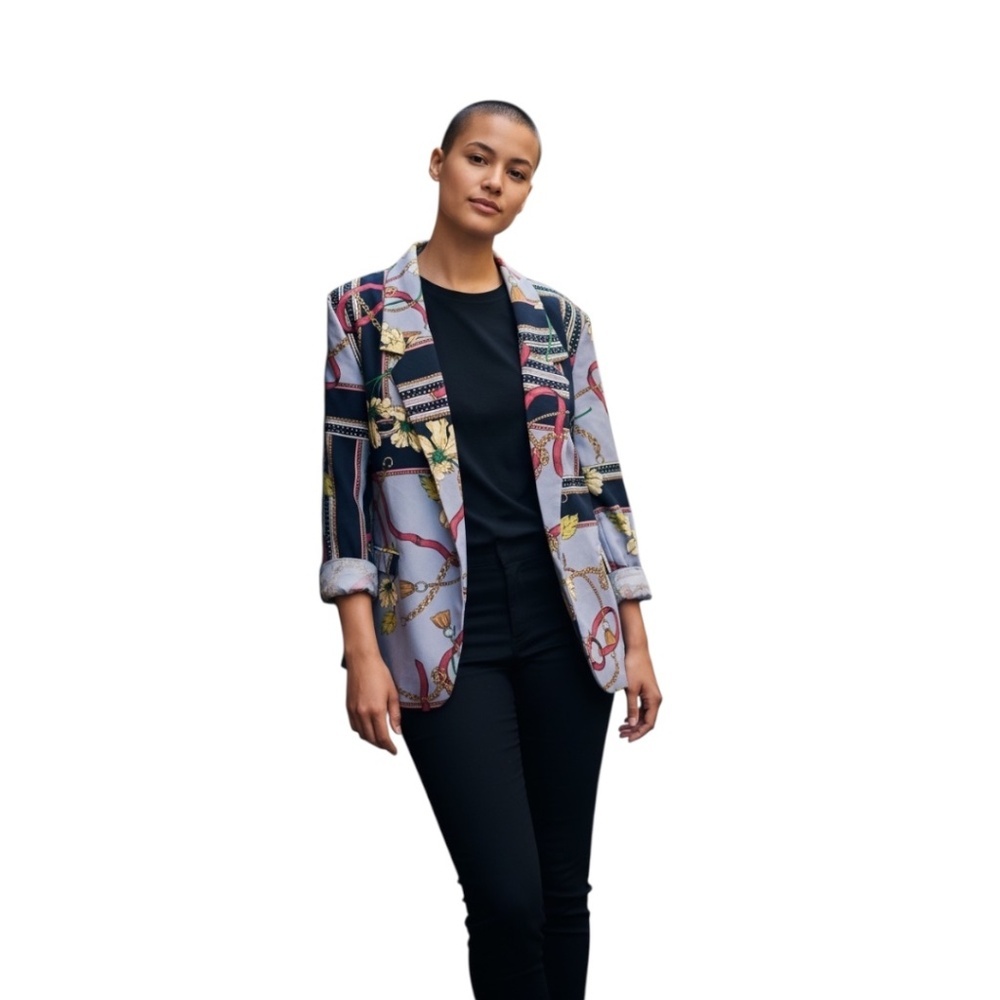 New York & Company 7th Avenue Floral Print Open Front Women'sBlazer Jacket